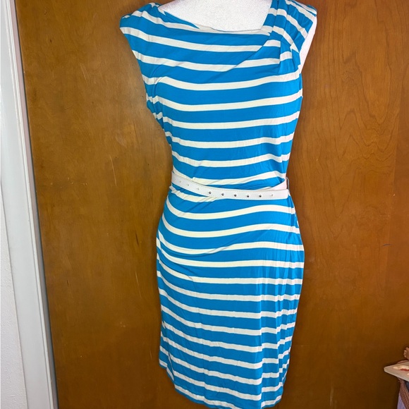 Calvin Klein Dresses & Skirts - Calvin Klein Blue & White Striped Dress | Belted | Size 6